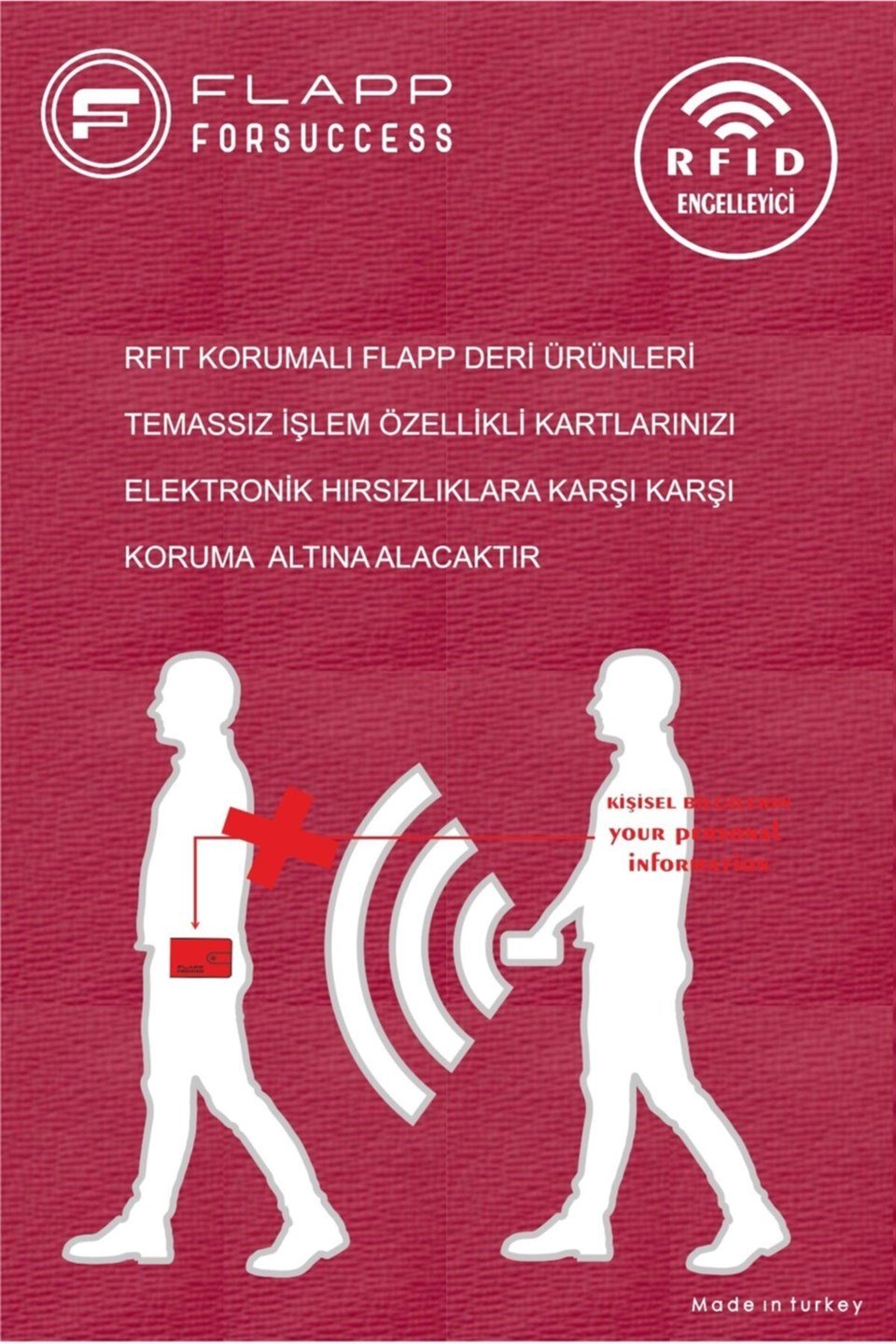 Flapp Hakiki Deri Desenli Pembe Rfıd Korumalı Cüzdan Kartlık