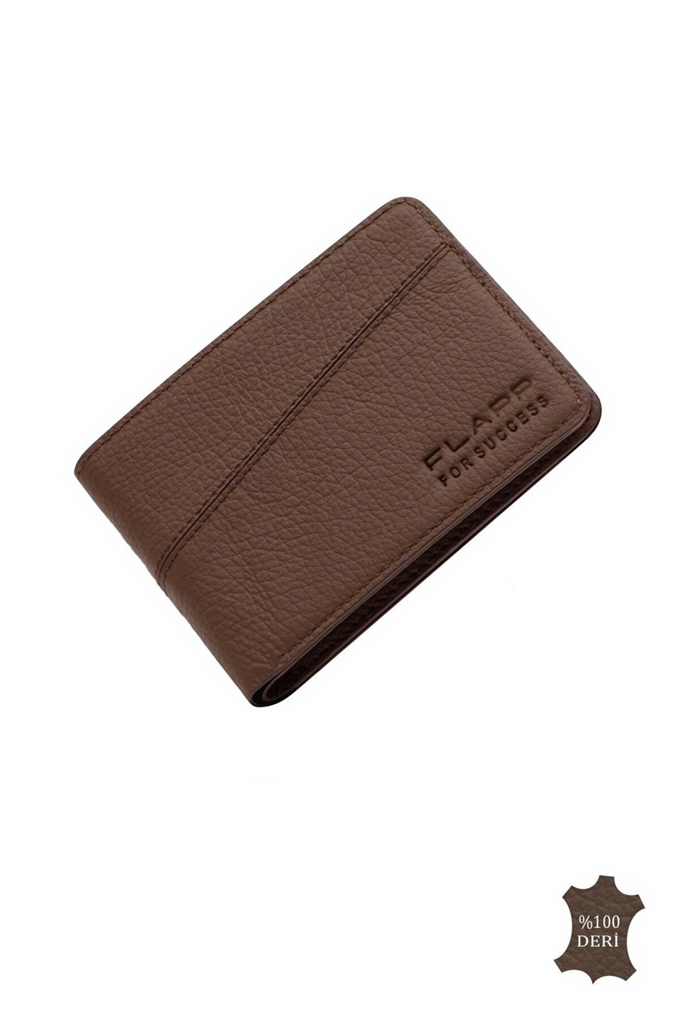 Flapp Hakiki Deri Flotur Kahverengi Rfıd Engelleyici Mini Cüzdan Kartlık