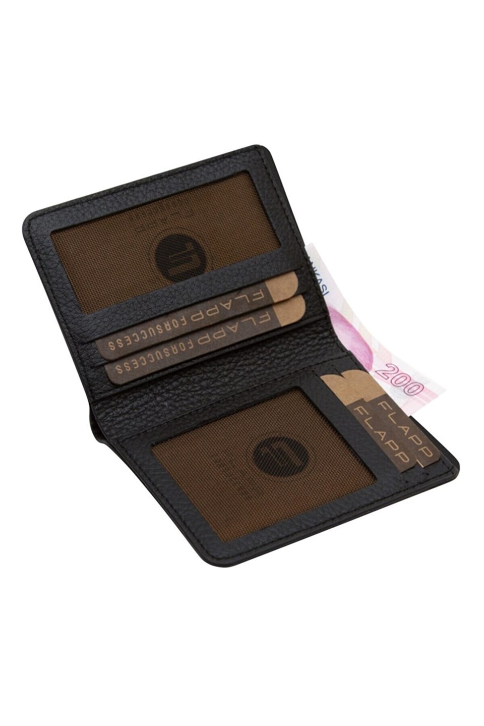 Flapp Hakiki Deri Flotur Rfıd Korumalı Siyah Unısex Cüzdan Kartlık