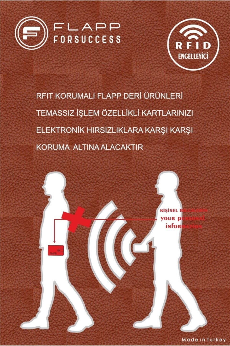 Flapp Hakiki Deri Flotur Taba Rfıd Korumalı Cüzdan Kartlık