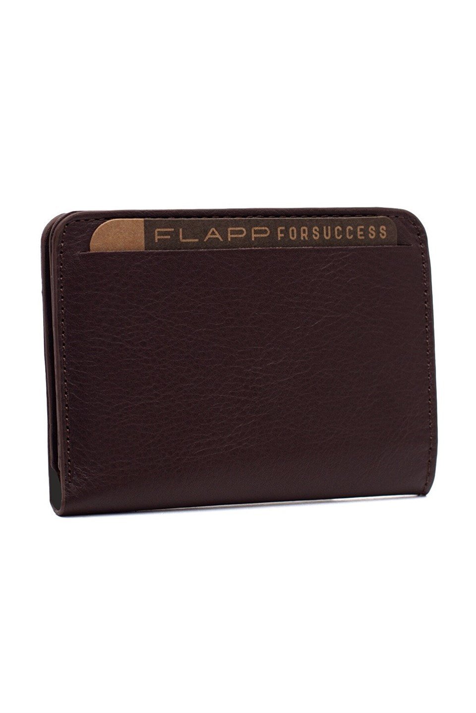 Flapp Hakiki Deri Kahverengi Rfıd Engelleyici Korumalı Mini Cüzdan Kartlık