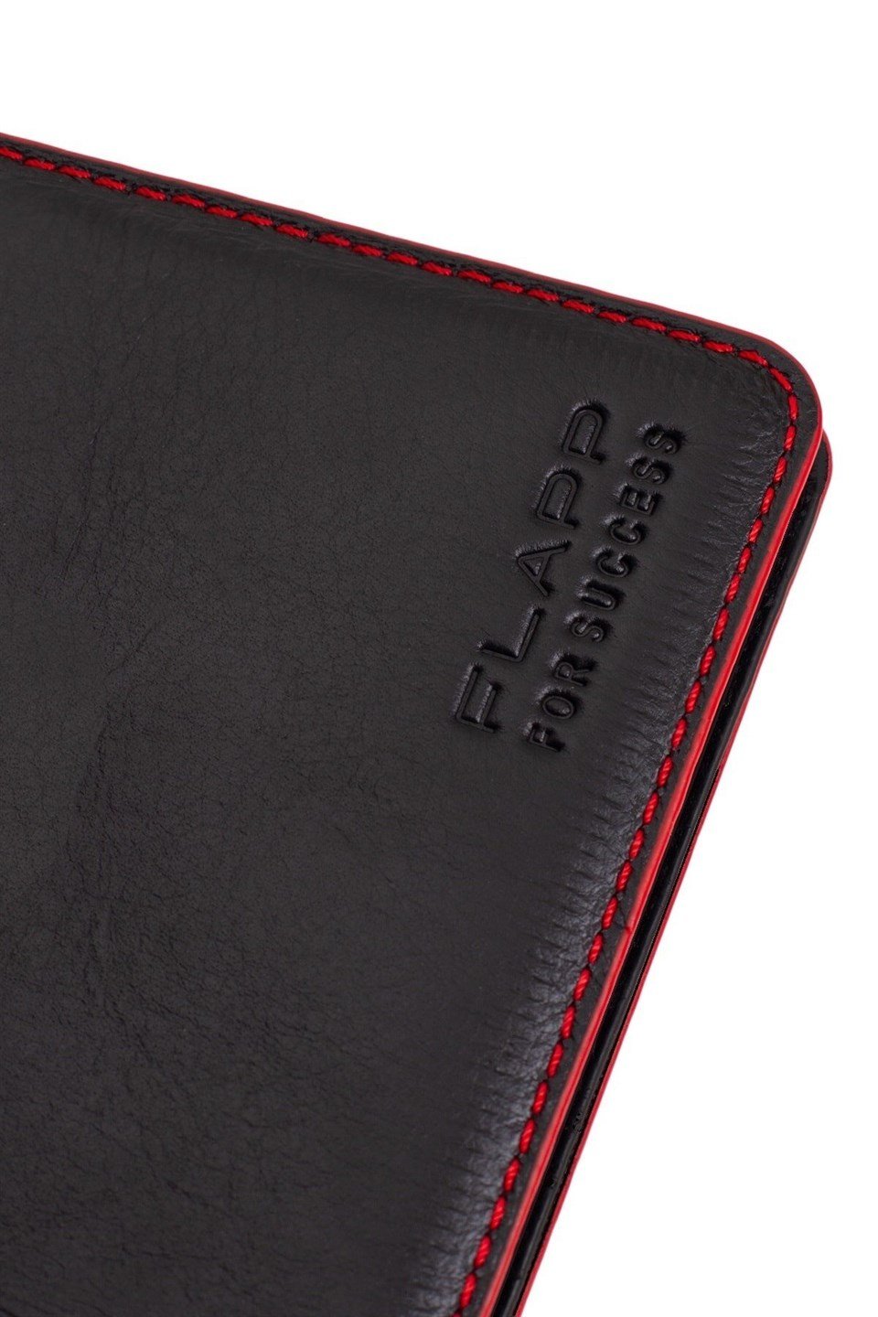 Flapp Hakiki Deri Kırmızı Kenar Boyalı Spor Cüzdan