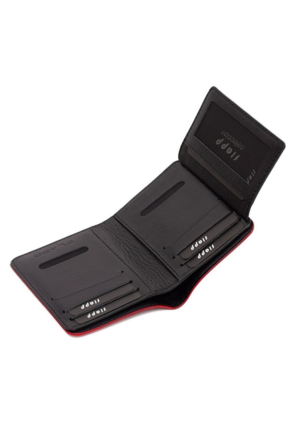 Flapp Hakiki Deri Kırmızı Kenar Boyalı Dikey Cüzdan