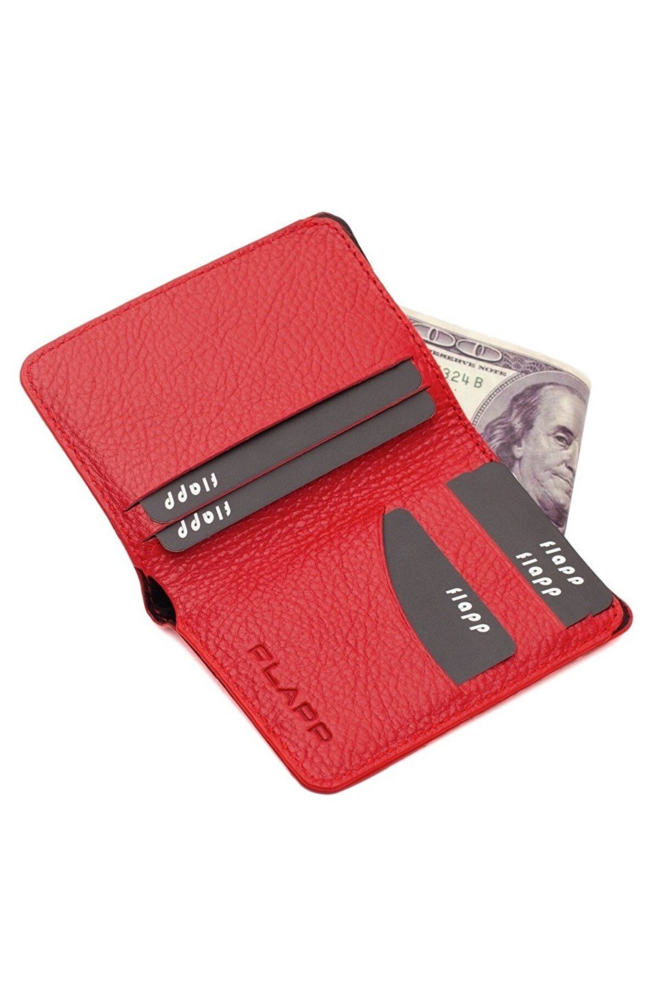 Flapp Hakiki Deri Kırmızı Mini Kartlık