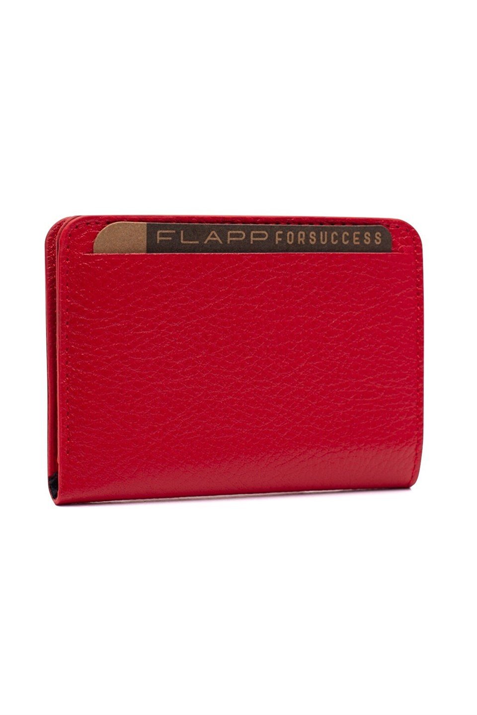 Flapp Hakiki Deri Kırmızı Rfıd Engelleyici Korumalı Mini Cüzdan Kartlık