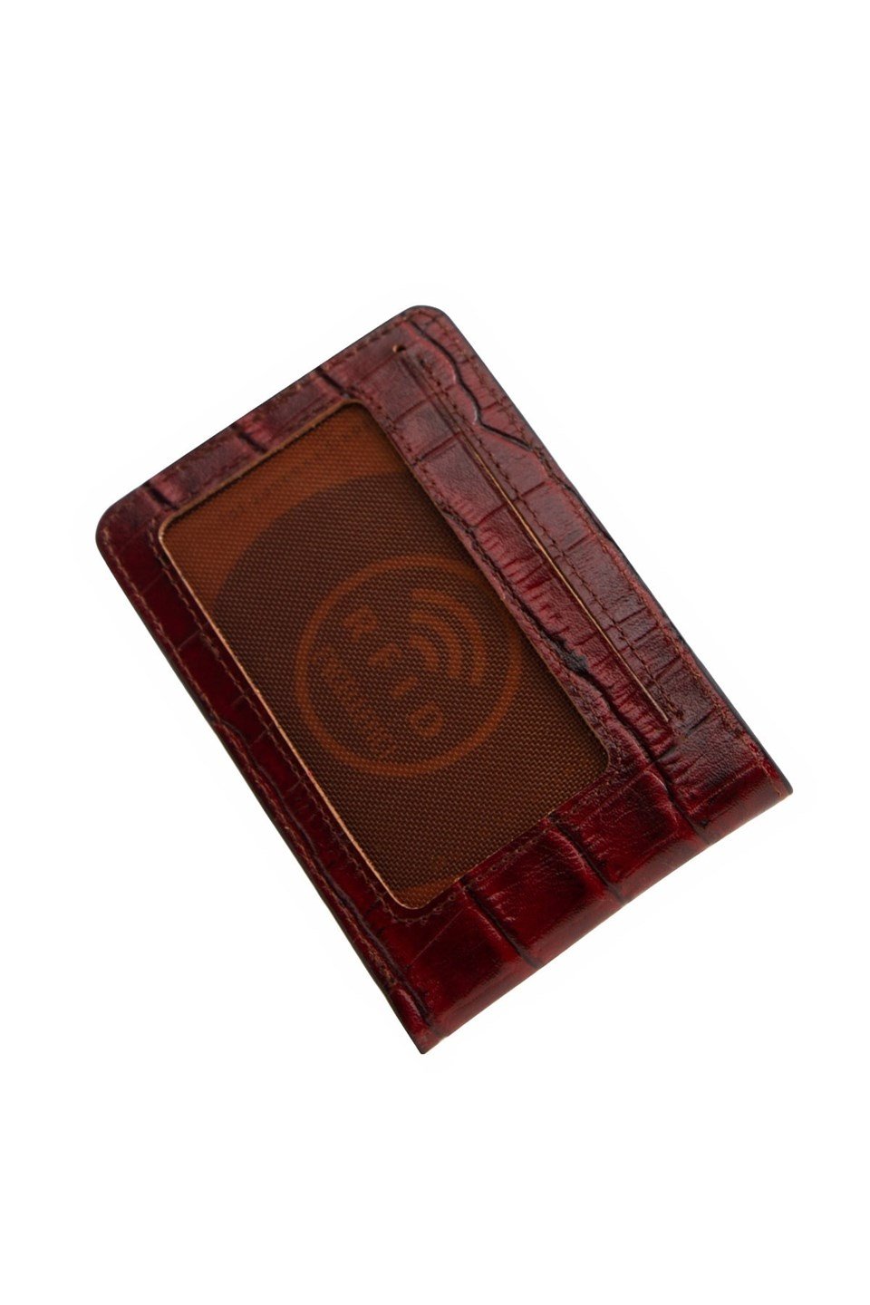 Flapp Hakiki Deri Krokodil Bordo Cüzdan Kartlık