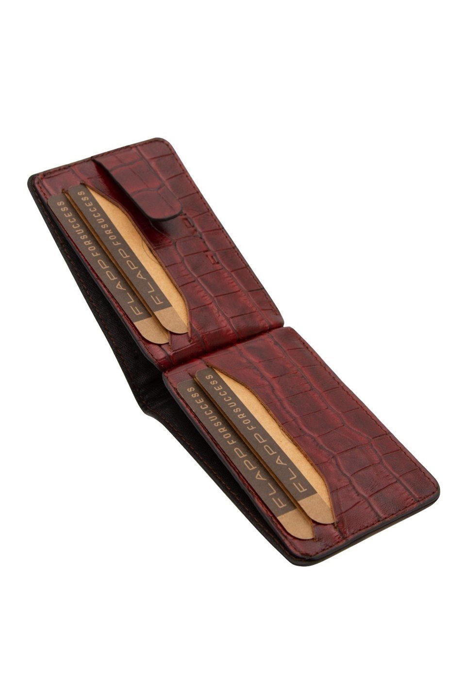Flapp Hakiki Deri Krokodil Bordo Cüzdan Kartlık