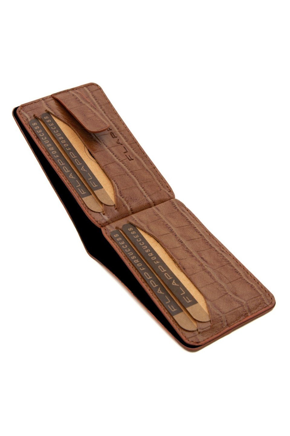 Flapp Hakiki Deri Krokodil Kahverengi Unisex Cüzdan Kartlık