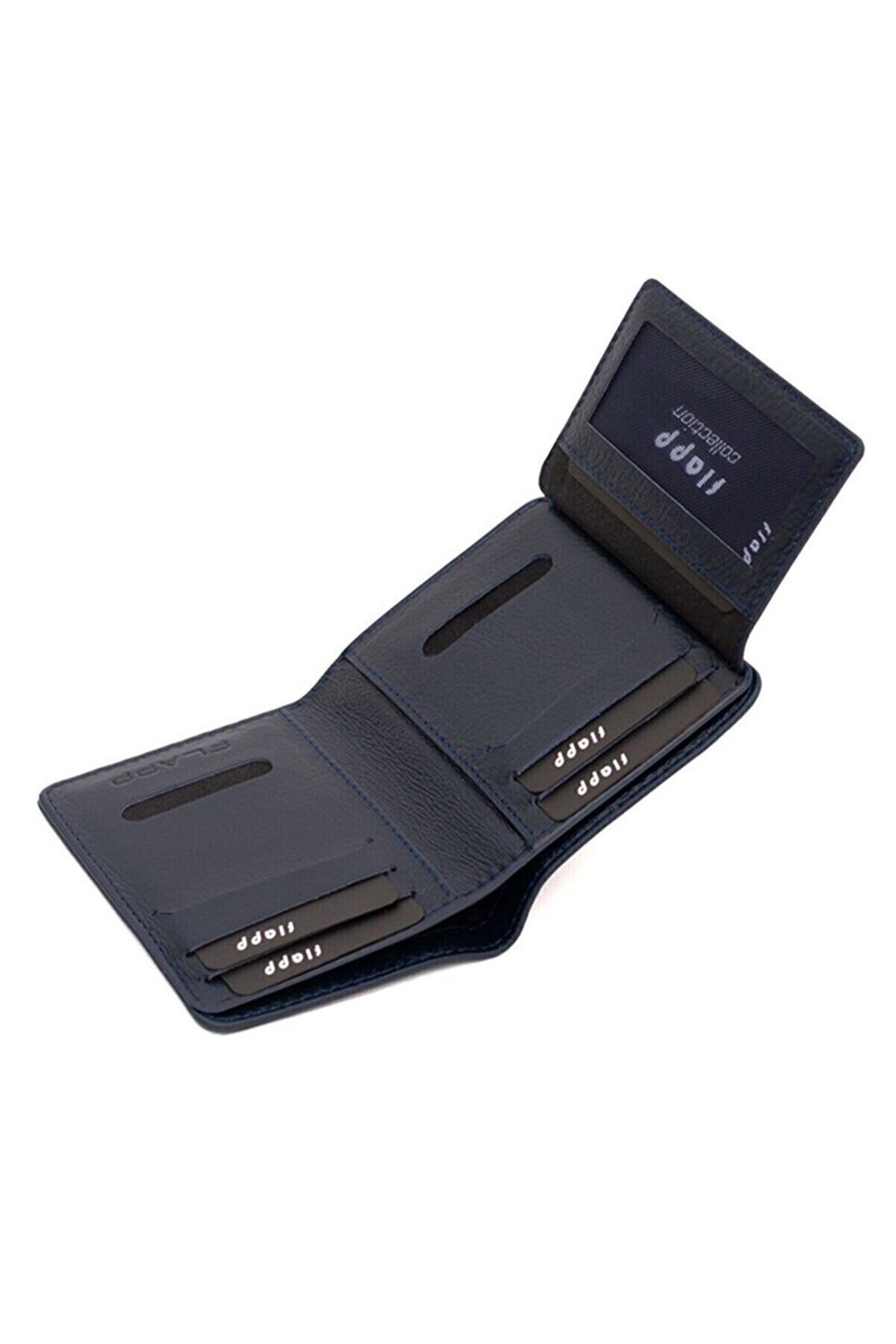 Flapp Hakiki Deri Lacivert Dikey Cüzdan