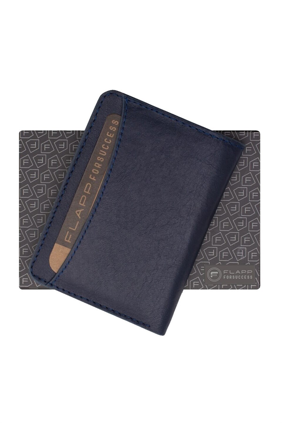 Flapp Hakiki Deri Lacivert Mini Cüzdan Kartlık
