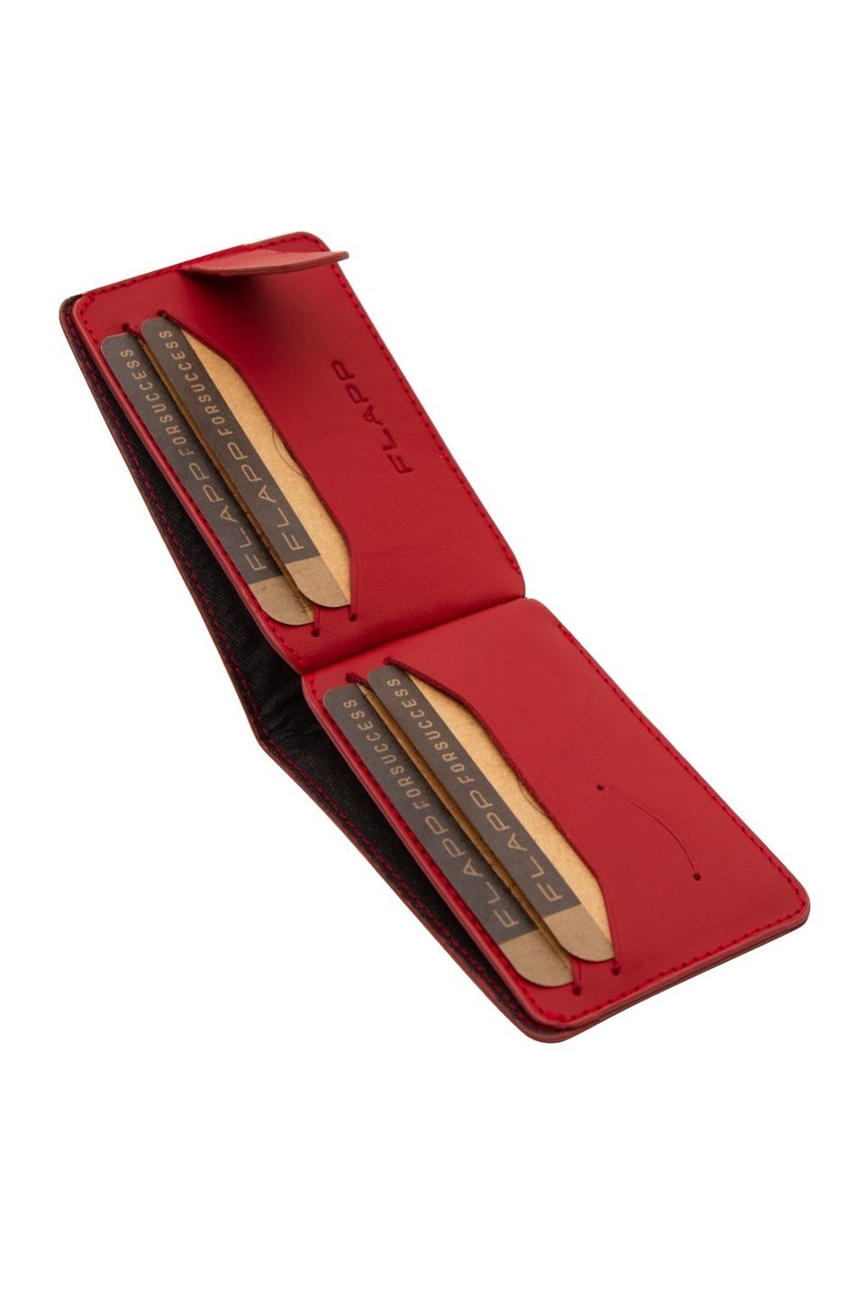 Flapp Hakiki Deri Mat Kırmızı Rfıd Engelleyici Korumalı Cüzdan Kartlık