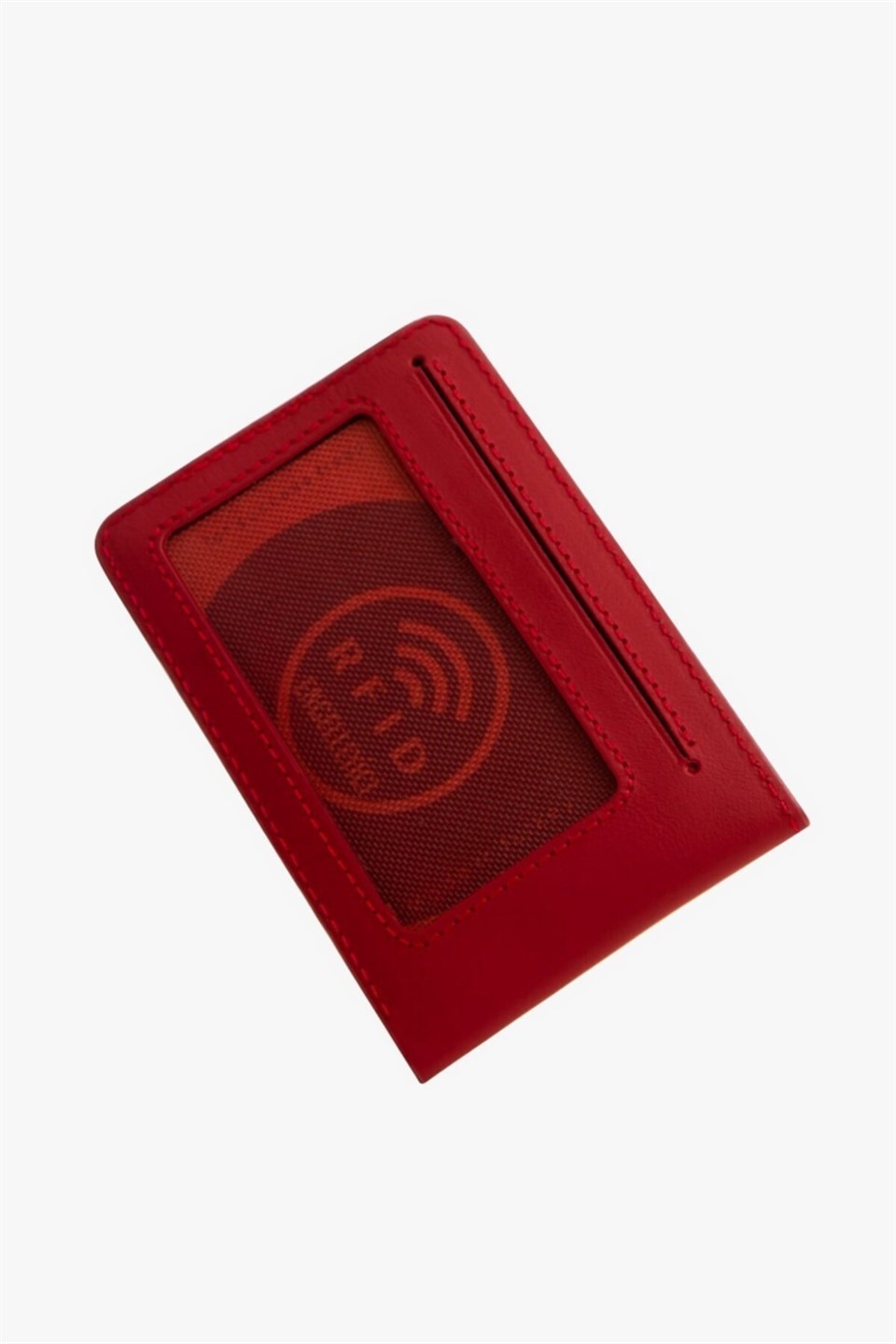 Flapp Hakiki Deri Mat Kırmızı Rfıd Engelleyici Korumalı Cüzdan Kartlık