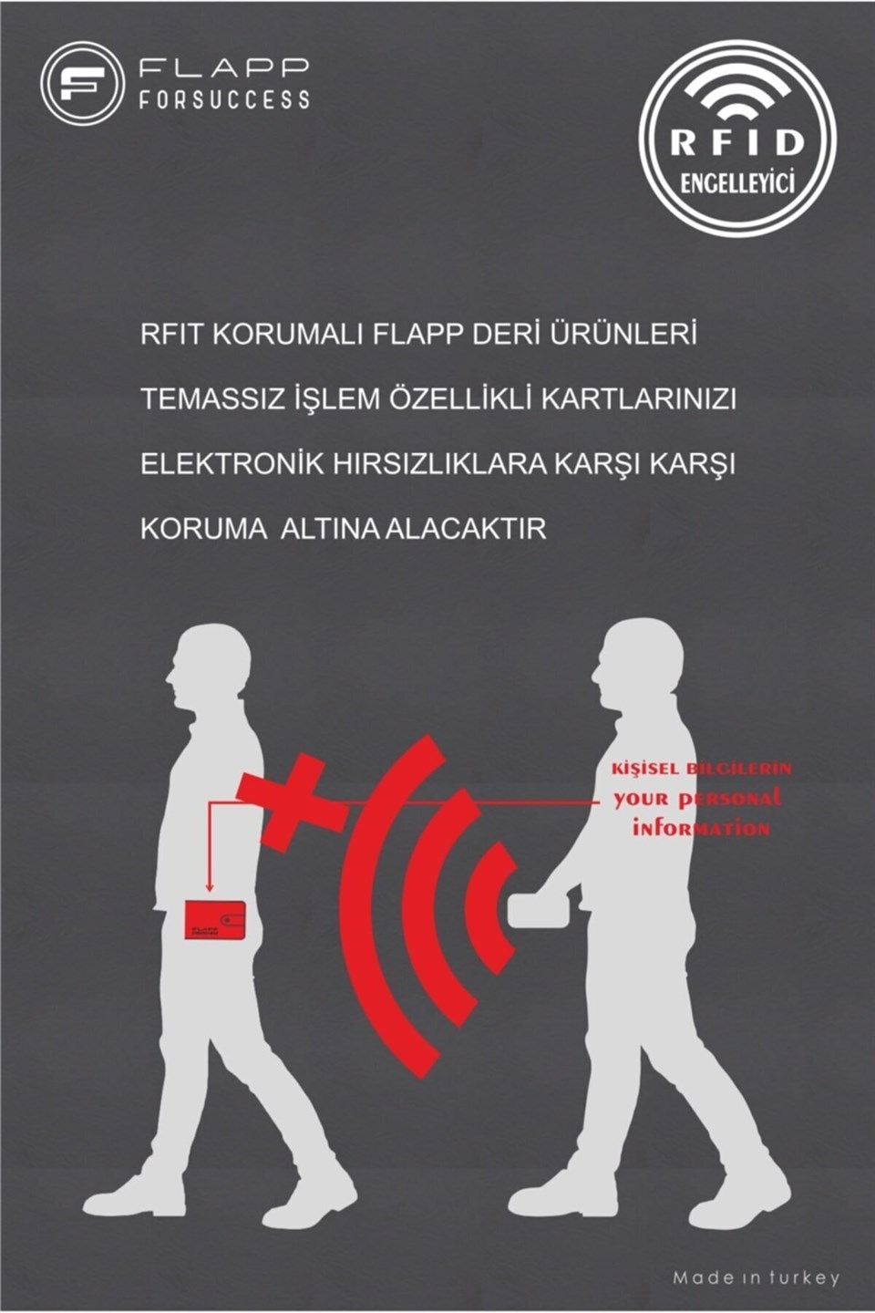 Flapp Hakiki Deri Mat Siyah Rfıd Engelleyici Korumalı Cüzdan Kartlık