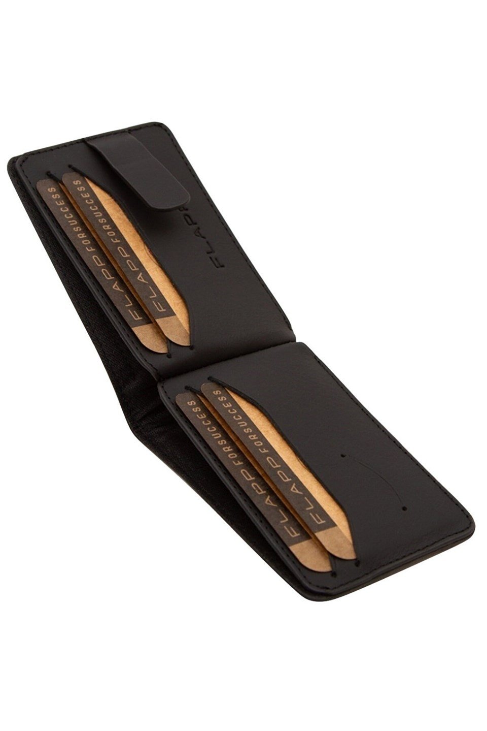 Flapp Hakiki Deri Mat Siyah Unisex Cüzdan Kartlık