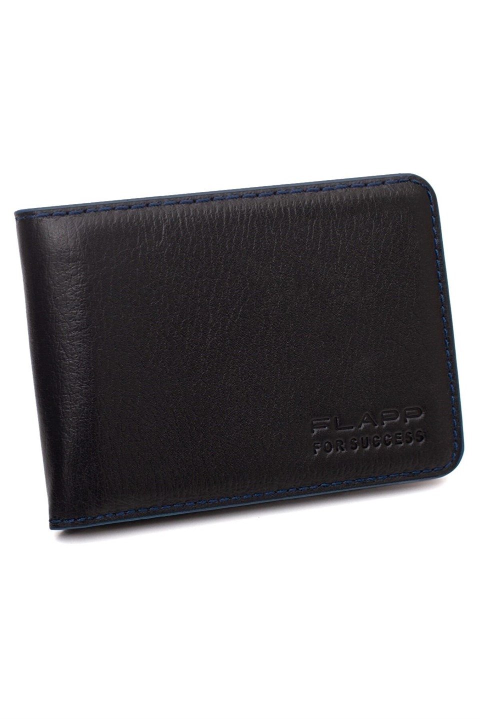 Flapp Hakiki Deri Mavi Kenar Boyalı Spor Cüzdan