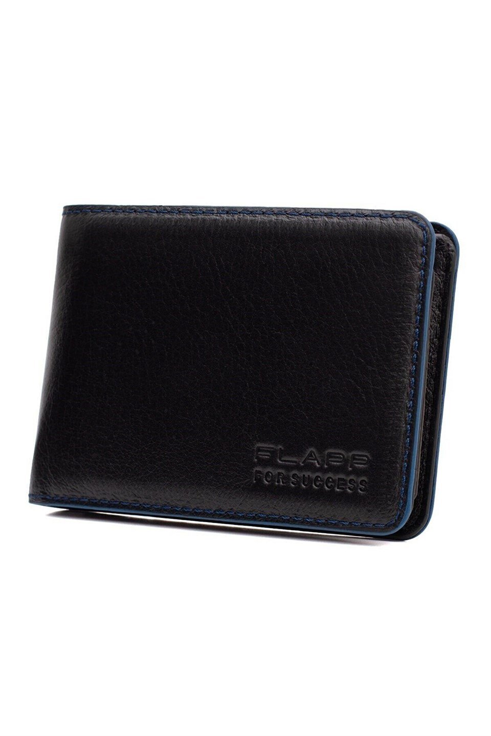 Flapp Hakiki Deri Mavi Kenar Boyalı Spor Cüzdan