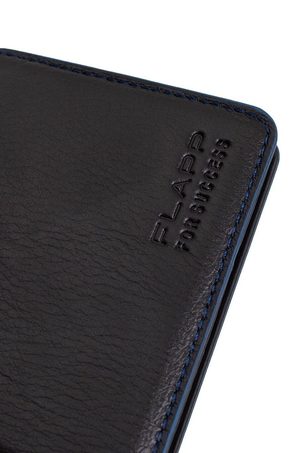 Flapp Hakiki Deri Mavi Kenar Boyalı Spor Cüzdan