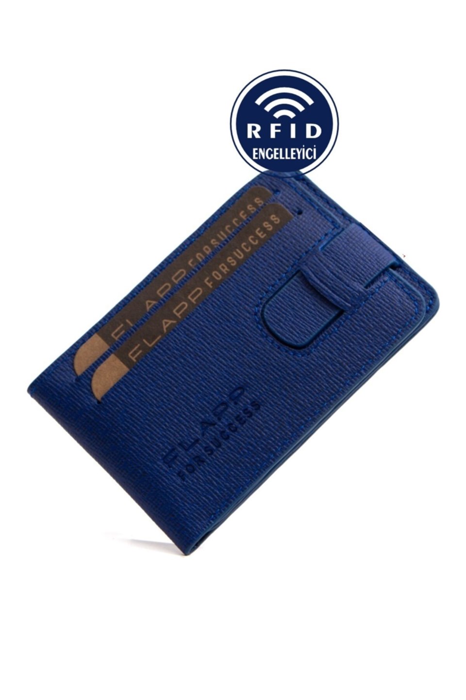 Flapp Hakiki Deri Mavi Unisex Kartlık Cüzdan