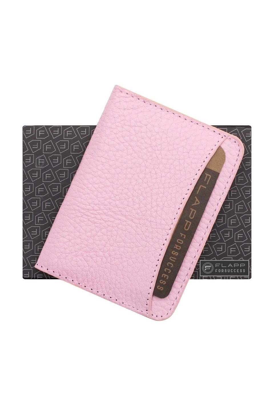 Flapp Hakiki Deri Pembe Rfıd Engelleyici Korumalı Mini Cüzdan Kartlık