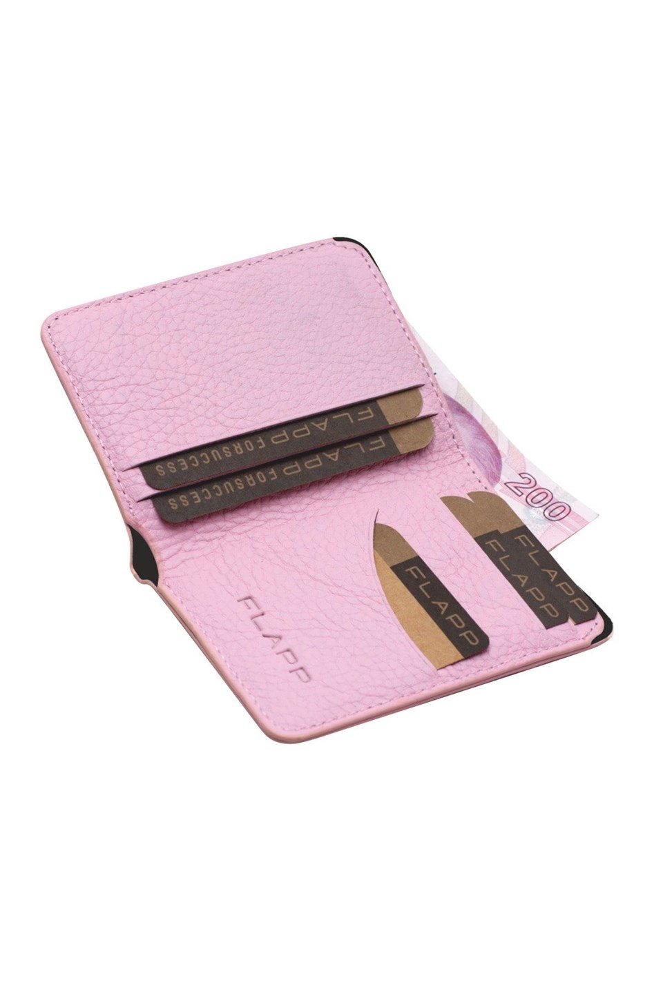 Flapp Hakiki Deri Pembe Rfıd Engelleyici Korumalı Mini Cüzdan Kartlık