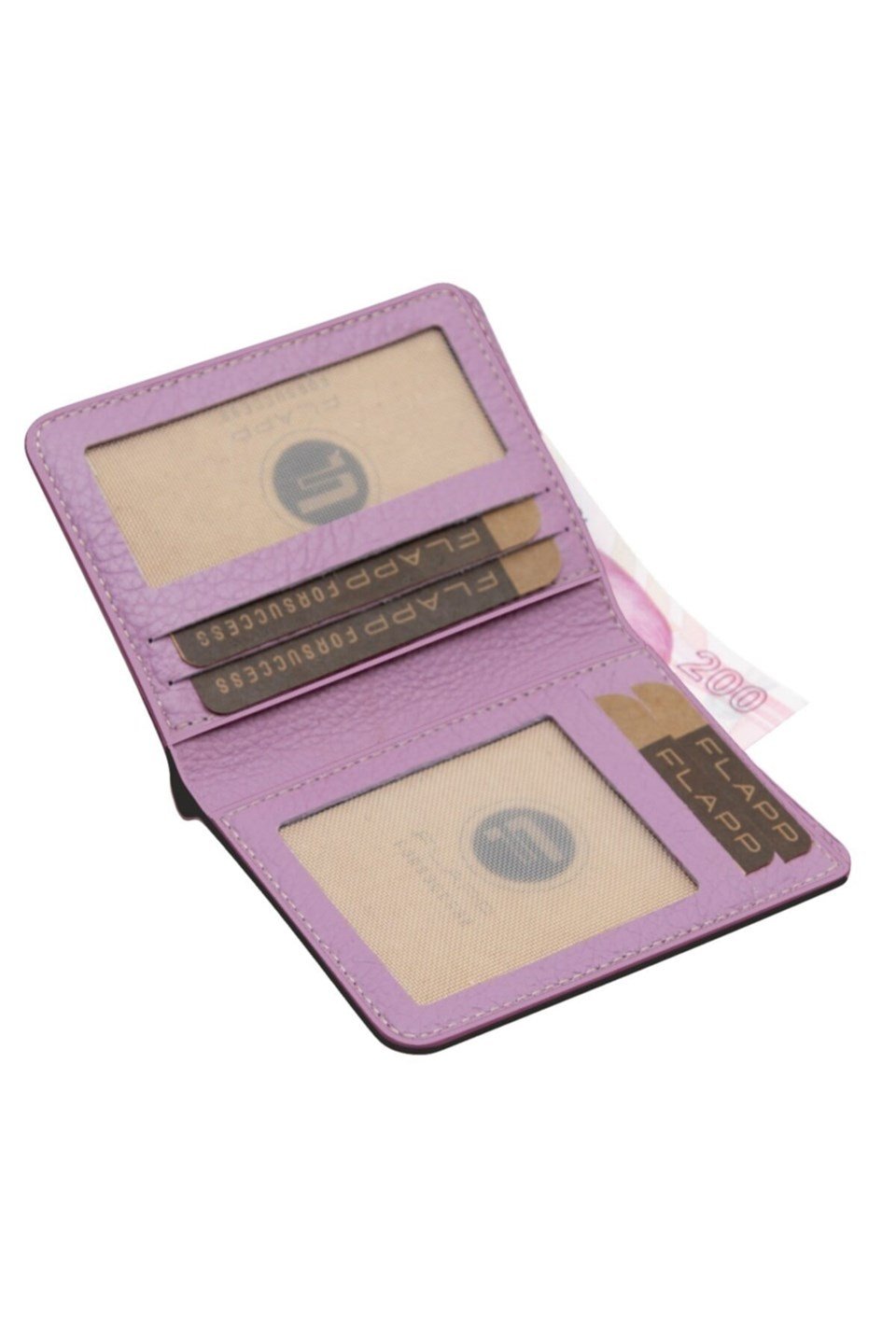 Flapp Hakiki Deri Pembe Rfıd Korumalı Kadın Cüzdan Kartlık