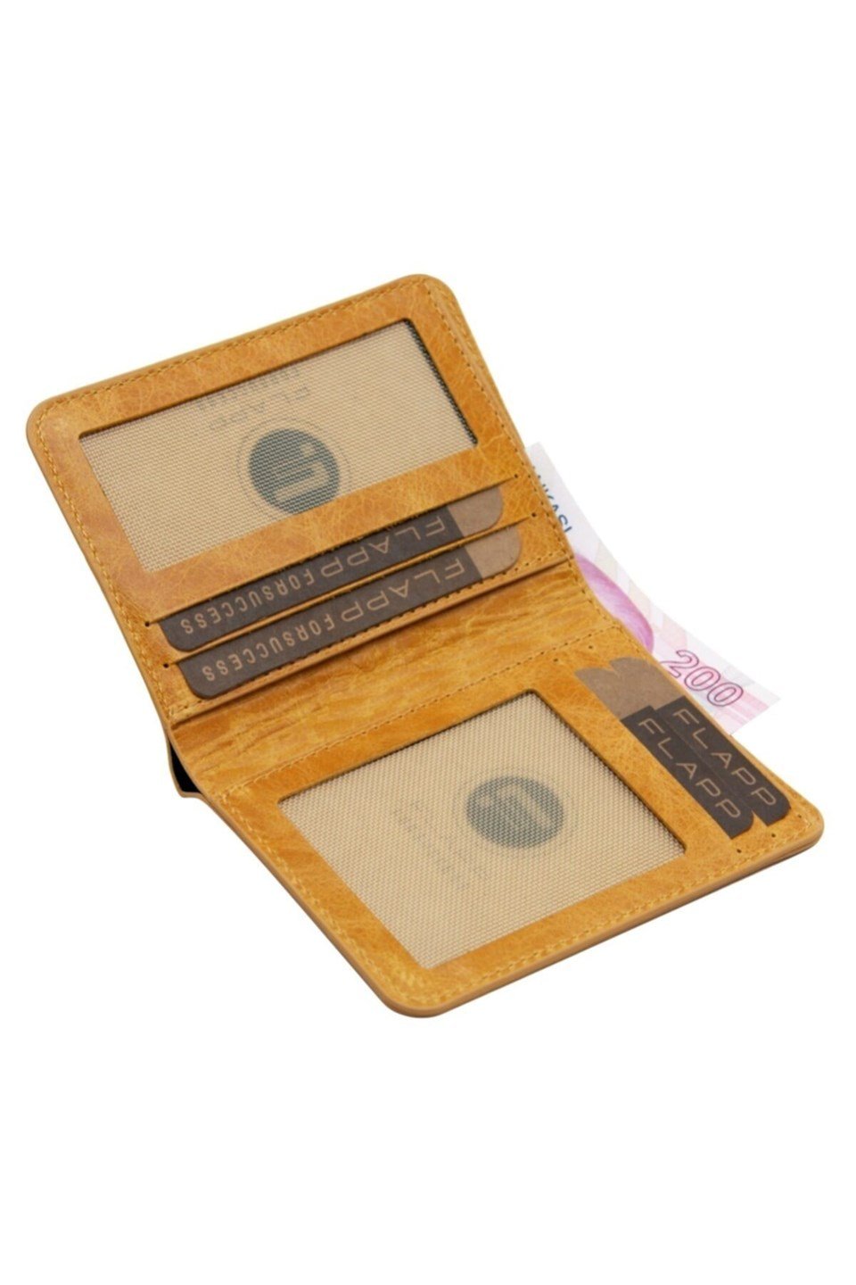 Flapp Hakiki Deri Rfıd Korumalı Sarı Unısex Cüzdan Kartlık