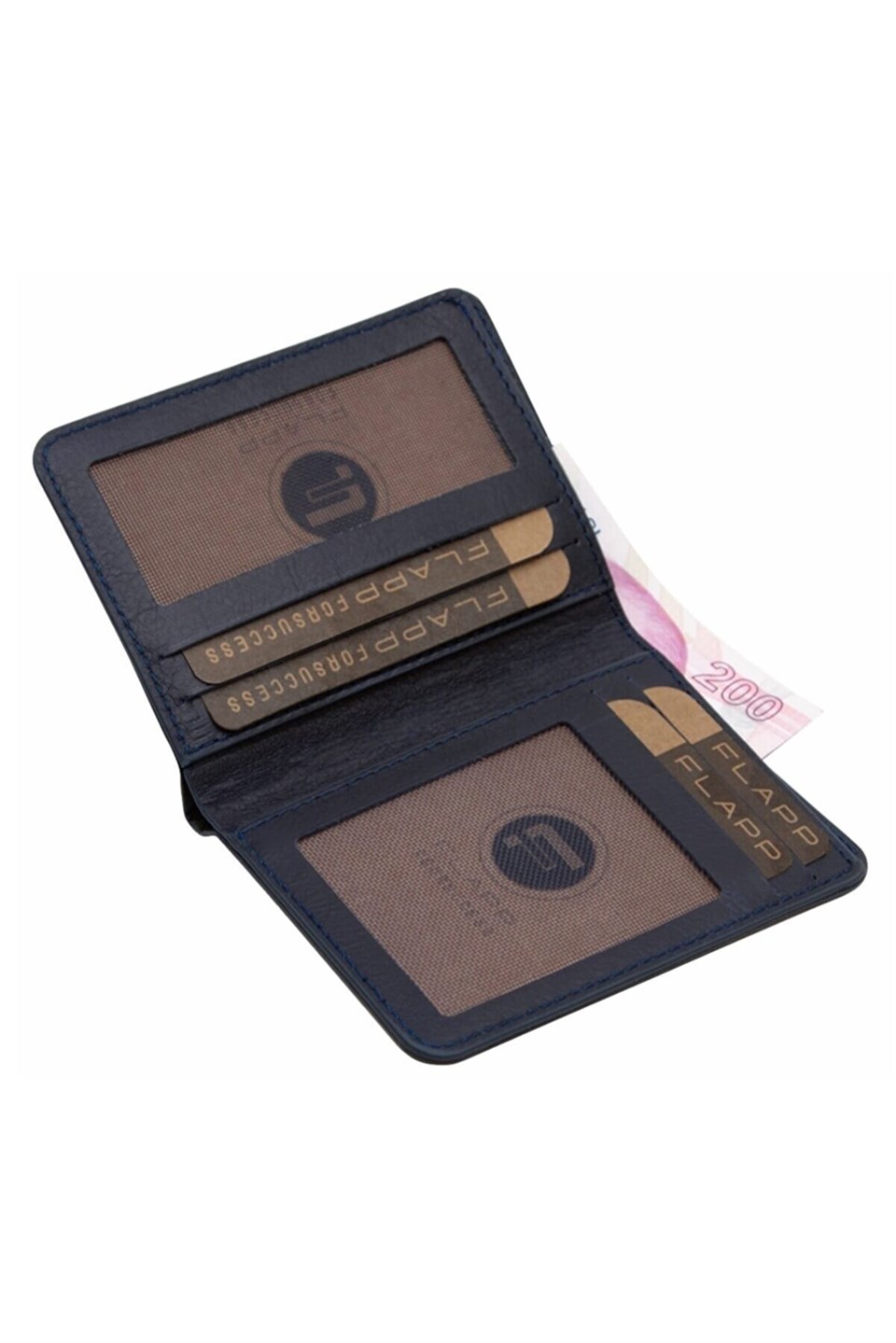 Flapp Hakiki Deri Rfıd Korumalı Unısex Lacivert Cüzdan Kartlık