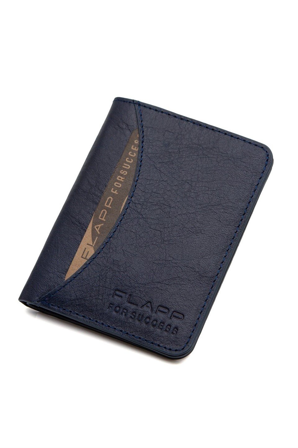 Flapp Hakiki Deri Rfıd Korumalı Unısex Lacivert Cüzdan Kartlık