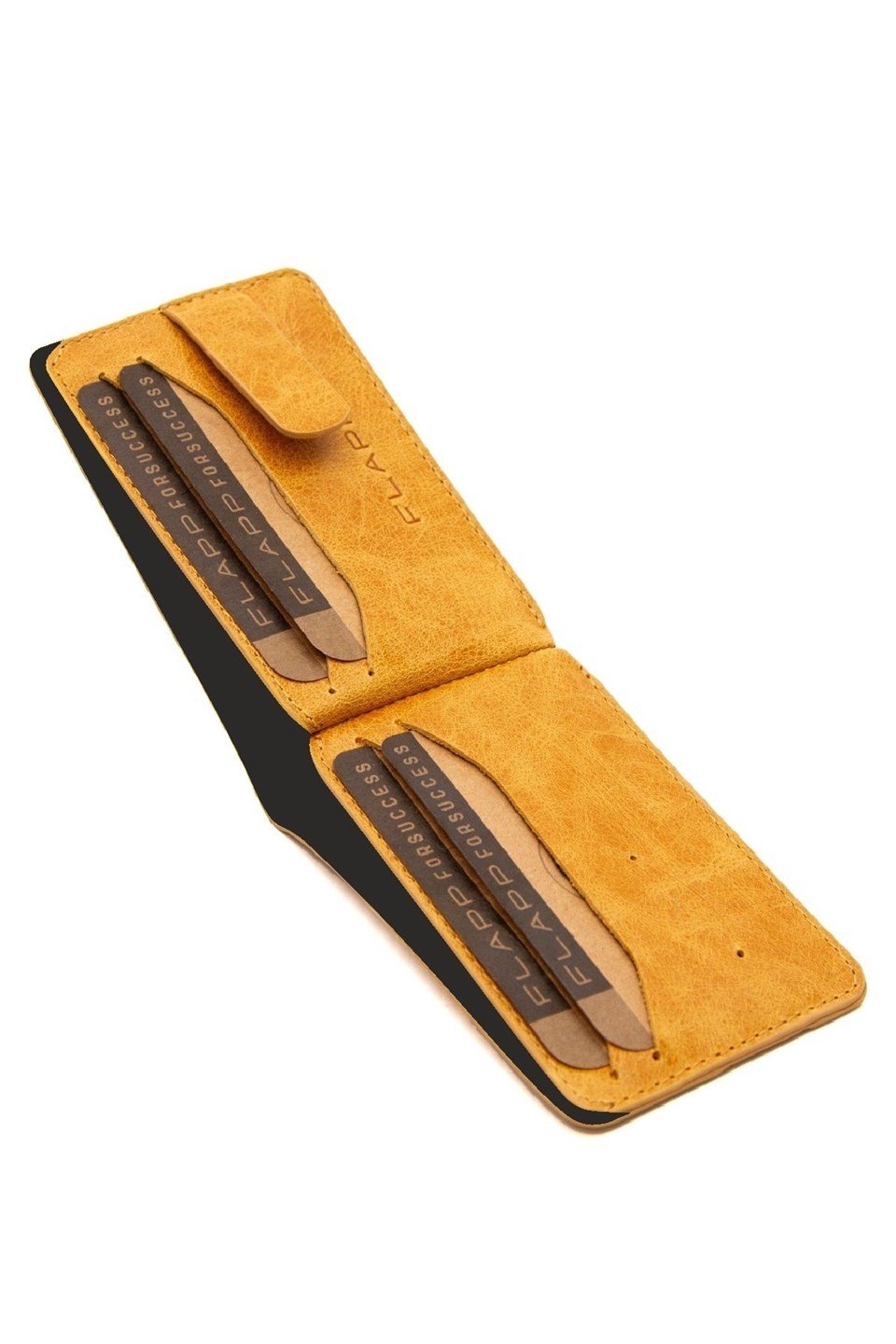 Flapp Hakiki Deri Sarı Kadın Cüzdan Kartlık