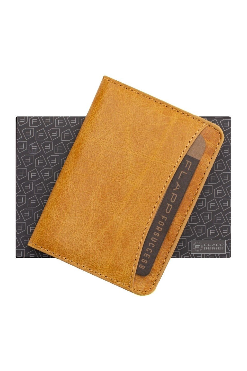 Flapp Hakiki Deri Sarı Rfıd Engelleyici Korumalı Mini Cüzdan Kartlık