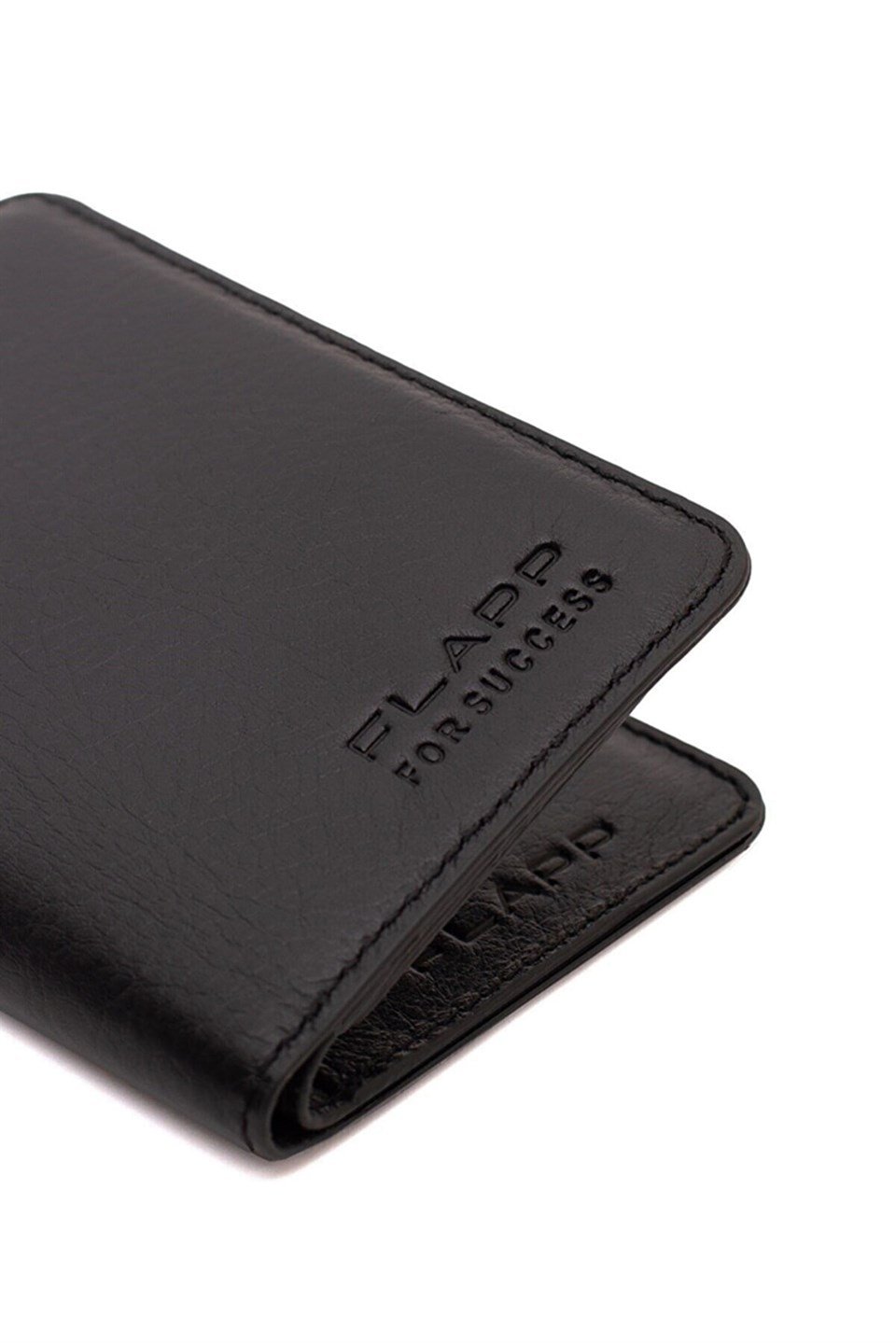 Flapp Hakiki Deri Siyah Dikey Cüzdan