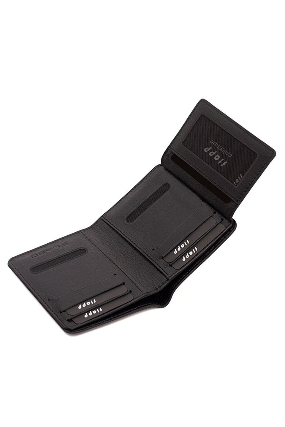 Flapp Hakiki Deri Siyah Dikey Cüzdan
