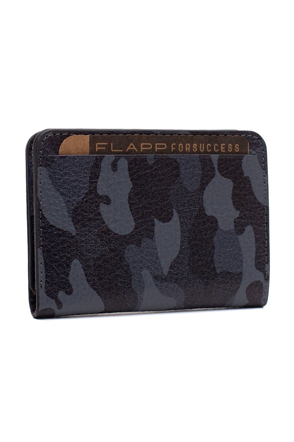 Flapp Hakiki Deri Siyah Gri Rfıd Engelleyici Korumalı Mini Cüzdan Kartlık