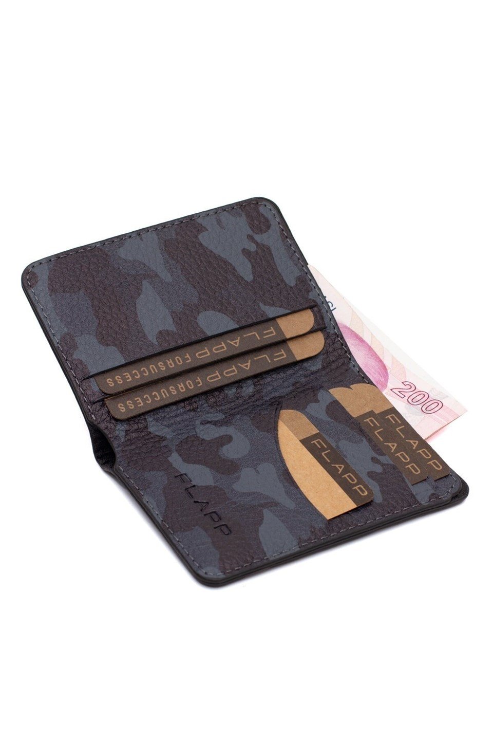 Flapp Hakiki Deri Siyah Gri Rfıd Engelleyici Korumalı Mini Cüzdan Kartlık