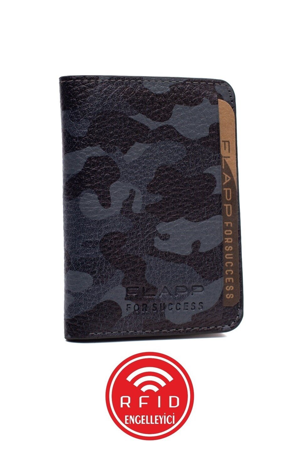 Flapp Hakiki Deri Siyah Gri Rfıd Engelleyici Korumalı Mini Cüzdan Kartlık