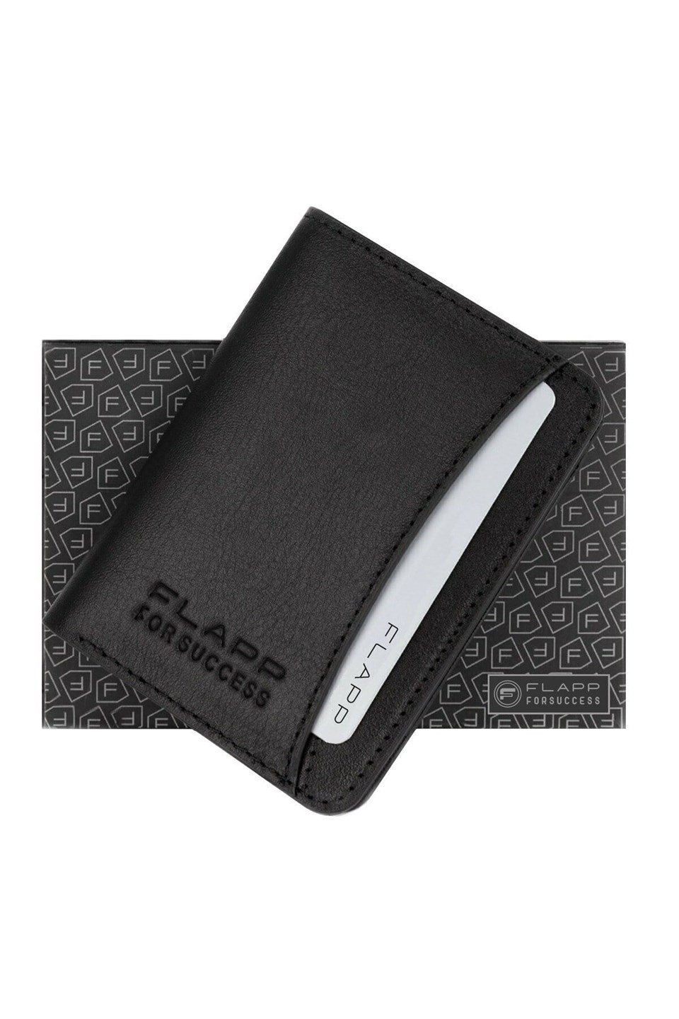 Flapp Hakiki Deri Siyah Mini Cüzdan Kartlık