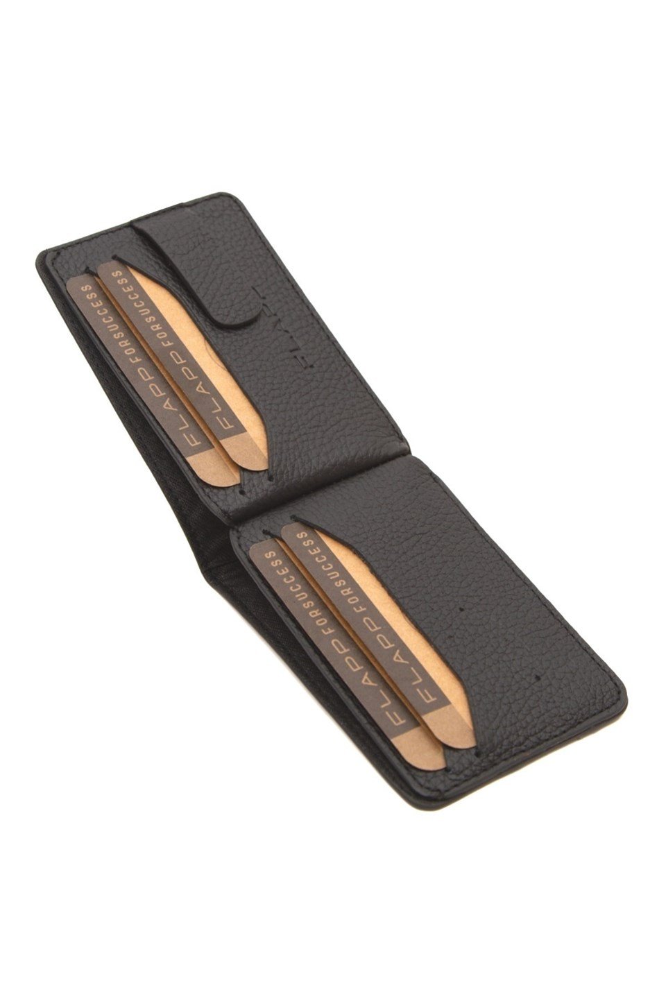 Flapp Hakiki Flotur Deri Siyah Cüzdan Kartlık