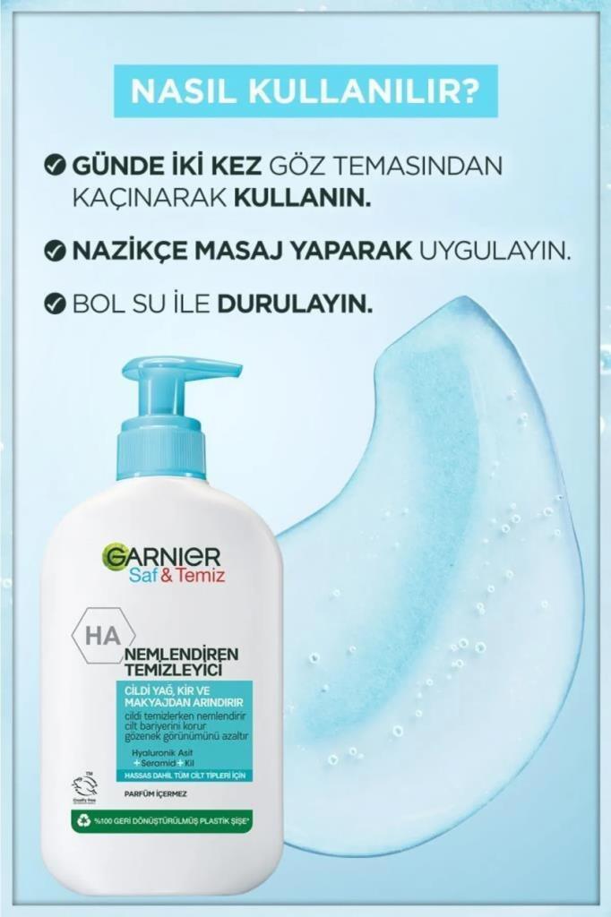 Garnier Saf & Temiz Nemlendiren Yüz Temizleme Jeli 250 ml