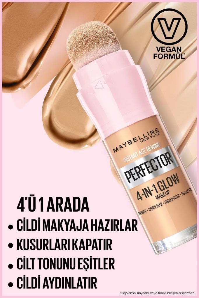 Maybelline New York Instant Perfector Glow 4 Etki 1 Arada Fondöten- 1.5 Light Medium 