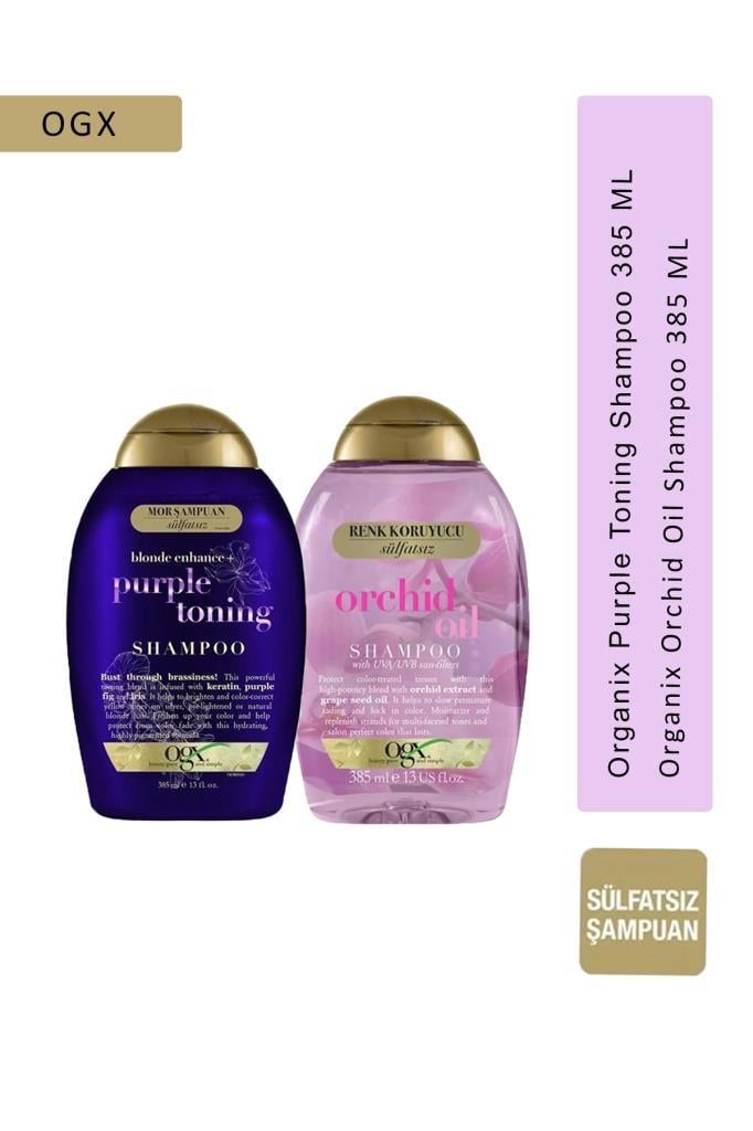 OGX Purple Toning 385 ml Şampuan + OGX Orchid Oil Şampuan 385 ml