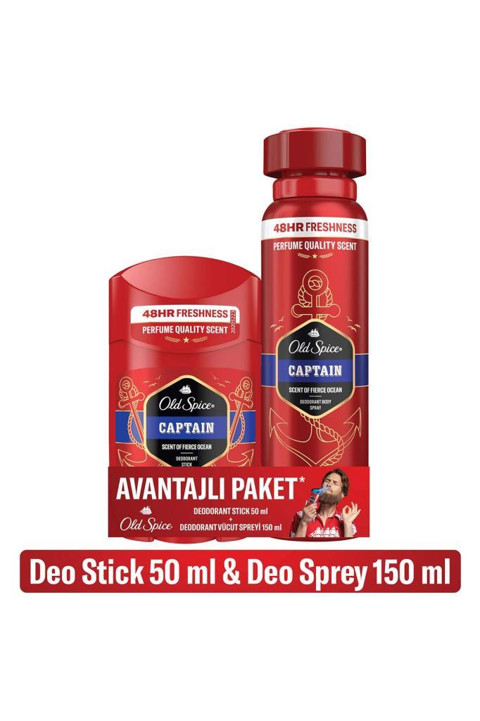 Old Spice Captain Deodorant Spray Stick 150+50 ml Avantajlı Paket