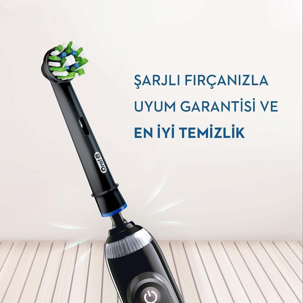 Oral-B Cross Action Şarjlı Diş Fırçası Yedek Başlığı 4'lü Siyah