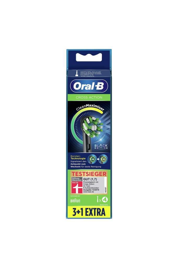 Oral-B Cross Action Şarjlı Diş Fırçası Yedek Başlığı 4'lü Siyah