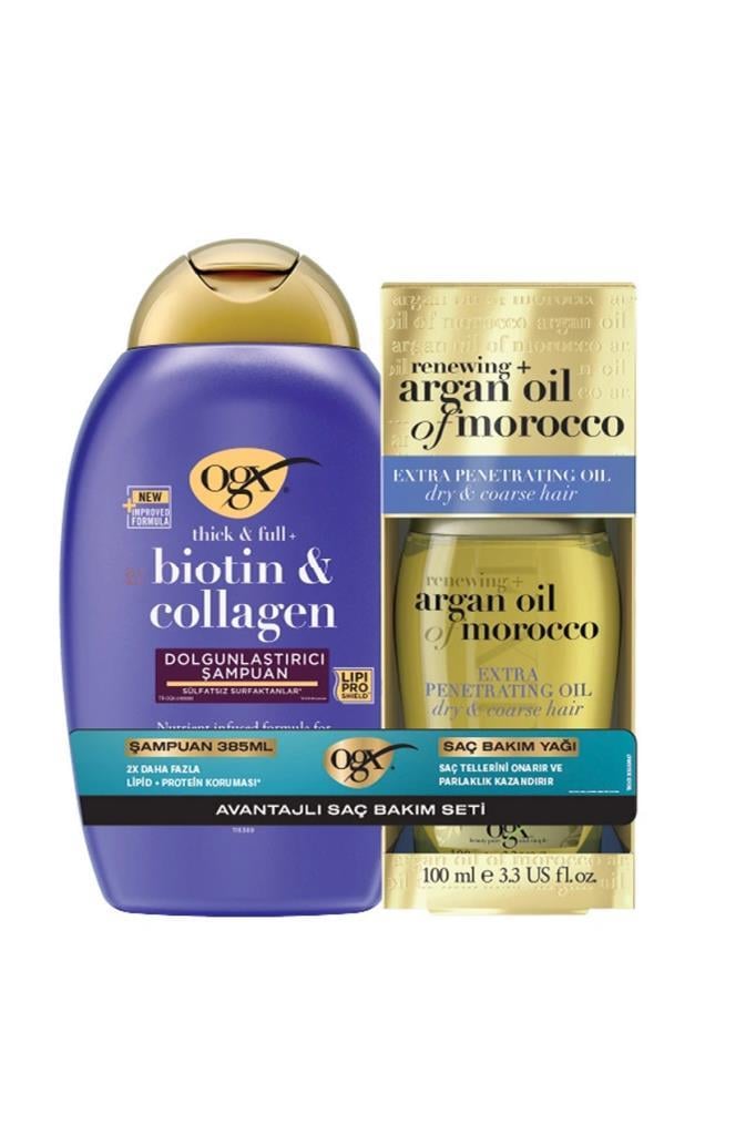 Organix Biotin&Collagen Şampuan 385 ml+Argan Saç Bakım Yağı 100 ml SET