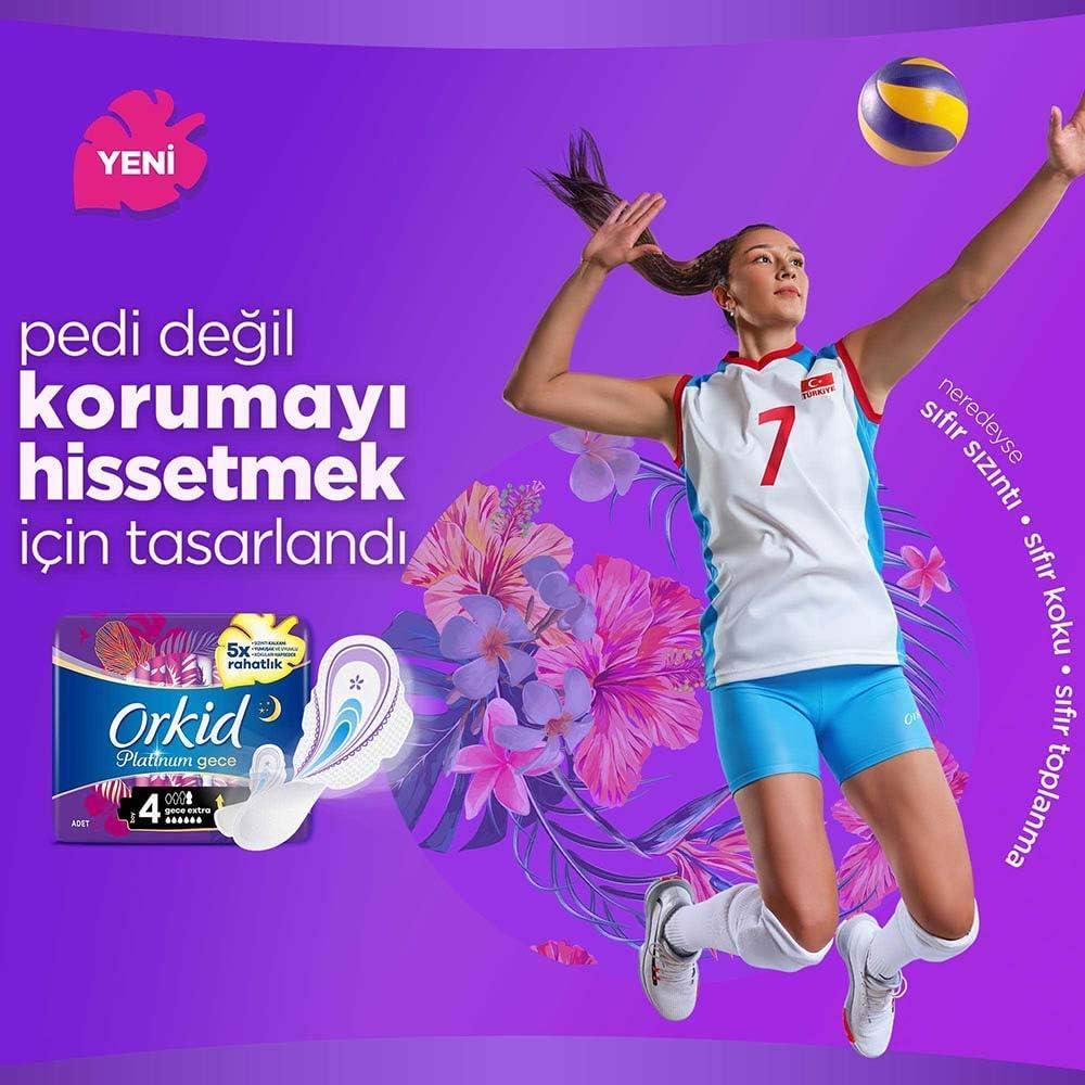 Orkid Platinum 4LÜ Gece Extra 16 Lı Hijyenik Ped
