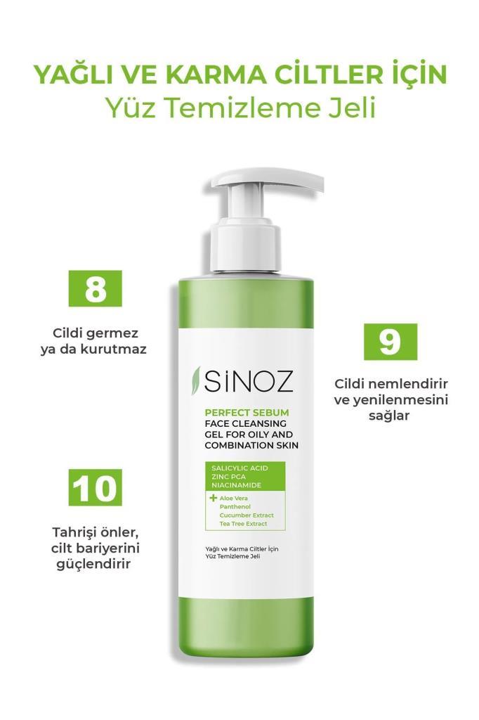 Sinoz Face Cleansing Gel Yağlı Karma Cilter Yüz Temizleme Jeli 200 ml