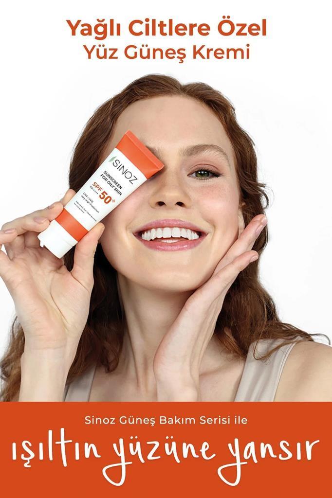 Sinoz SunScreen SPF50 PA+ Yağlı Ciltlere Özel Güneş Yüz Kremi