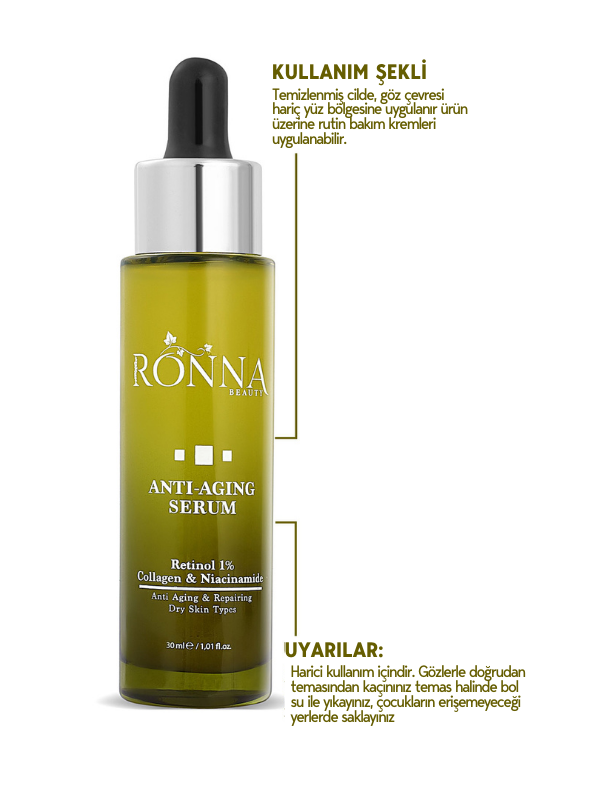 Ronna Beauty Yaşlanma Karşıtı Ve Aydınlatıcı Anti-Aging Serum 30 ml Retinol 1% Collagen Niacinamide
