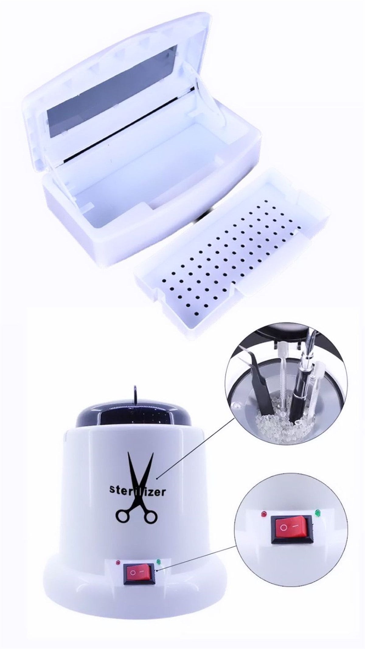 ELLEA NAİL 100 W MINI STERILIZASYON MAKİNESİ KURU SİSTEM VE ASANSÖRLÜ STERİL KUTU SETİ 