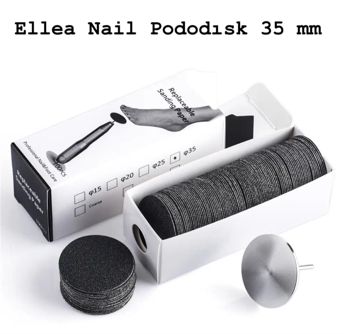 ELLEA NAİL 35 MM METAL BAŞLIK VE 100'LÜ ZIMPARA YEDEĞİ PODODİSK SETİ 